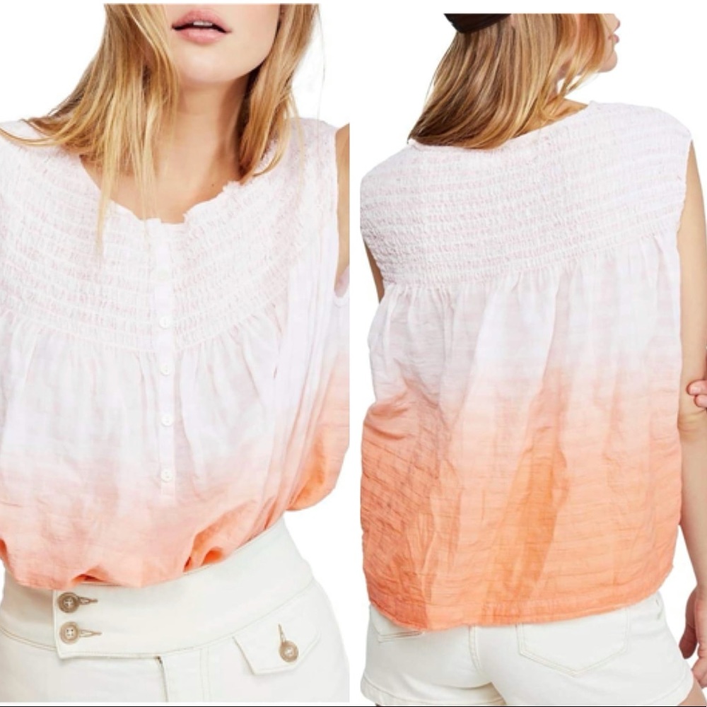 NWT (M) free people little bit of something cotton boho smock ombré sleeveless - Picture 2 of 10